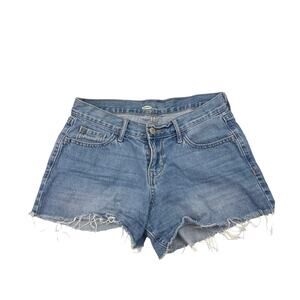 Old Navy Blue Medium Wash 100% Cotton Mid Rise Cutoff Denim Jean Shorts Size 2